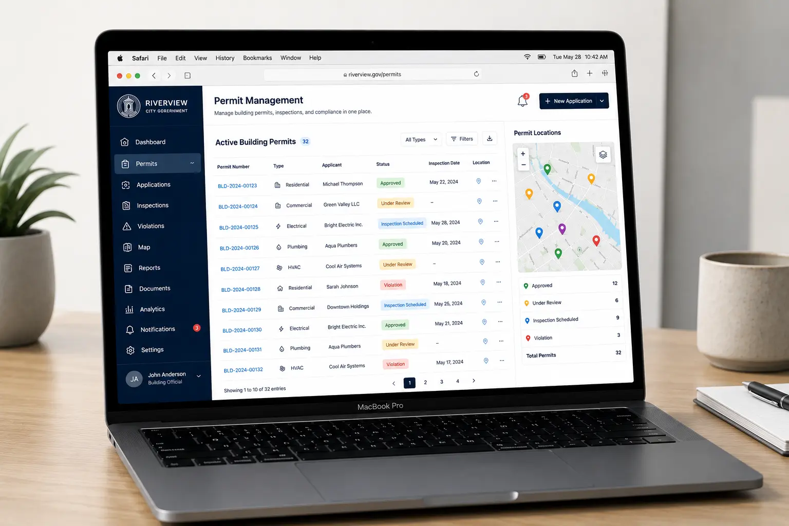 SMART City Permits and Inspections - digital permit management dashboard for municipal staff